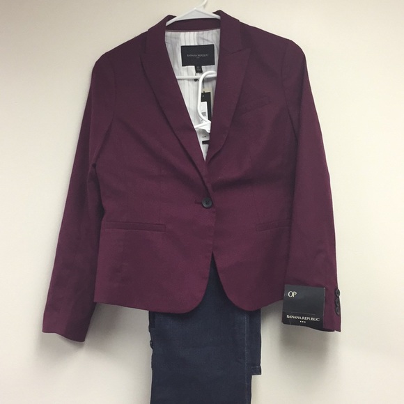 Banana Republic maroon blazer NWT 0P - Picture 7 of 8